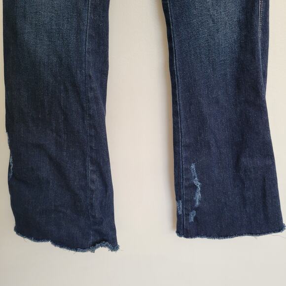 KanCan Ultra High Rise Flare Jeans Rigid Denim Distressed Raw Hem Women 26 - Picture 9 of 12